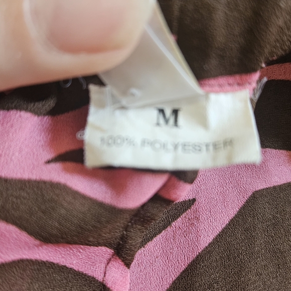 MICHAEL KORS Zebra Print Wide Leg Pants Tie Front Sheer Pants.Pink/brown. Size M - Picture 2 of 14